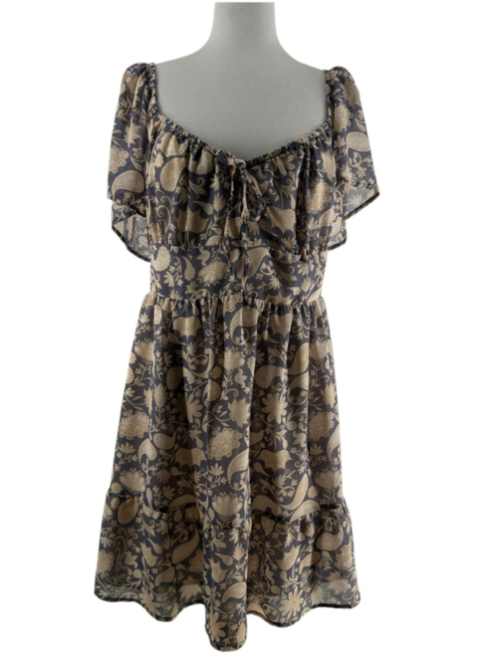 Dynamite Flower Print Chiffon Mini Dress Fairy Cottage Prairie country Romantic